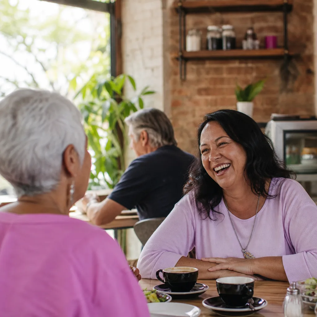 Mature singles meeting for coffee at a public venue in York