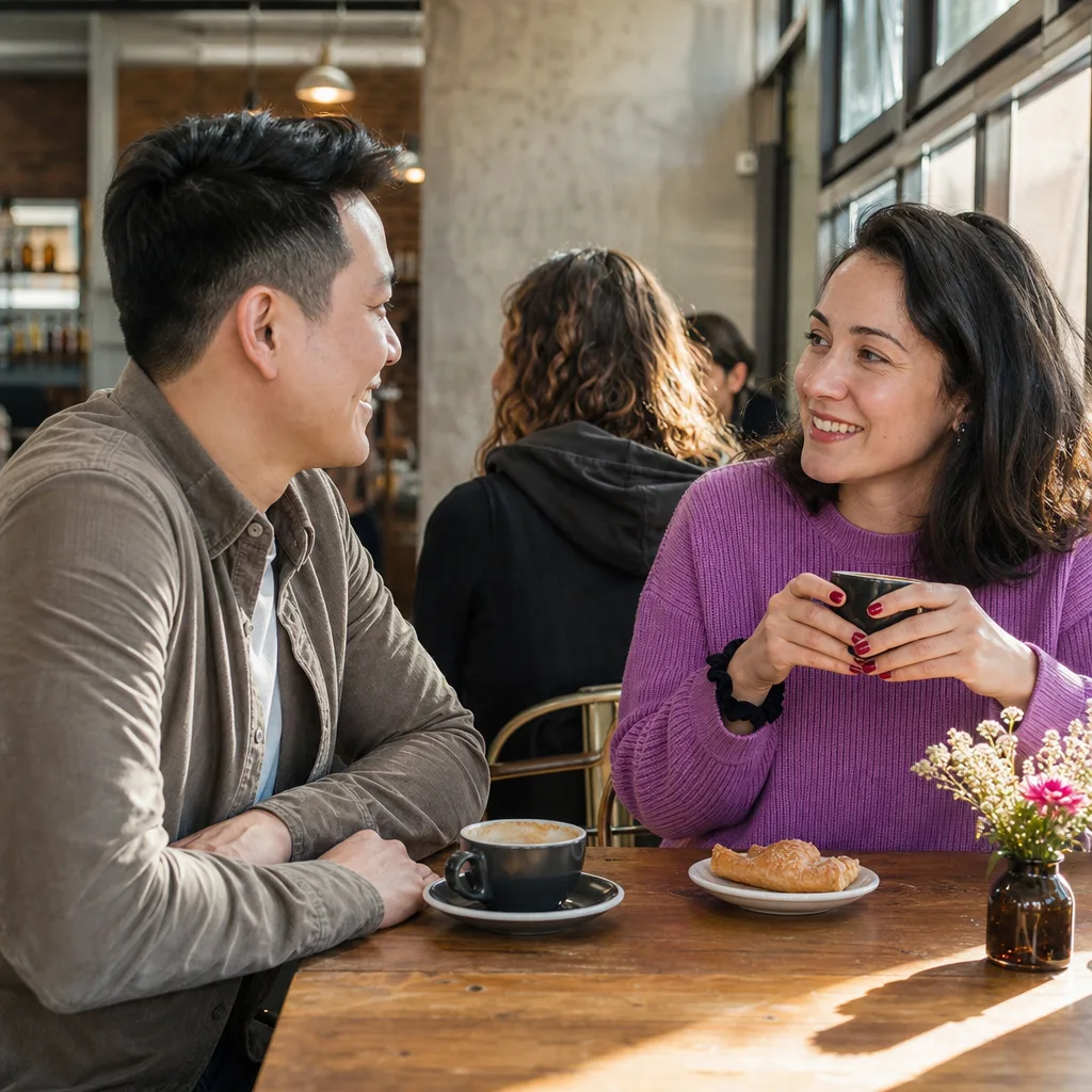 Two adults having a relaxed daytime conversation in York